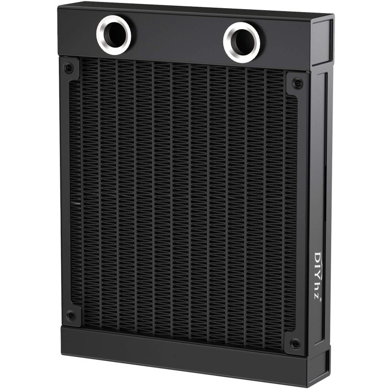 DIYhz Water Cooling Computer Radiator, 12 Pipe Aluminum Heat Exchanger Liquid Cooling Radiator G1/4 Thread Heat Row Sink 120mm for CPU PC Laser Water Cool System DC12V Black - Image 1